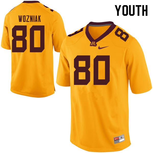 Youth #80 Nate Wozniak Minnesota Golden Gophers College Football Jerseys Sale-Gold